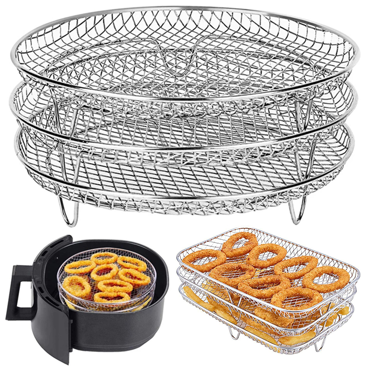 Air Fryer Three Stackable Dehydrator Racks 304 Stainless Steel Air Fryer teOIW