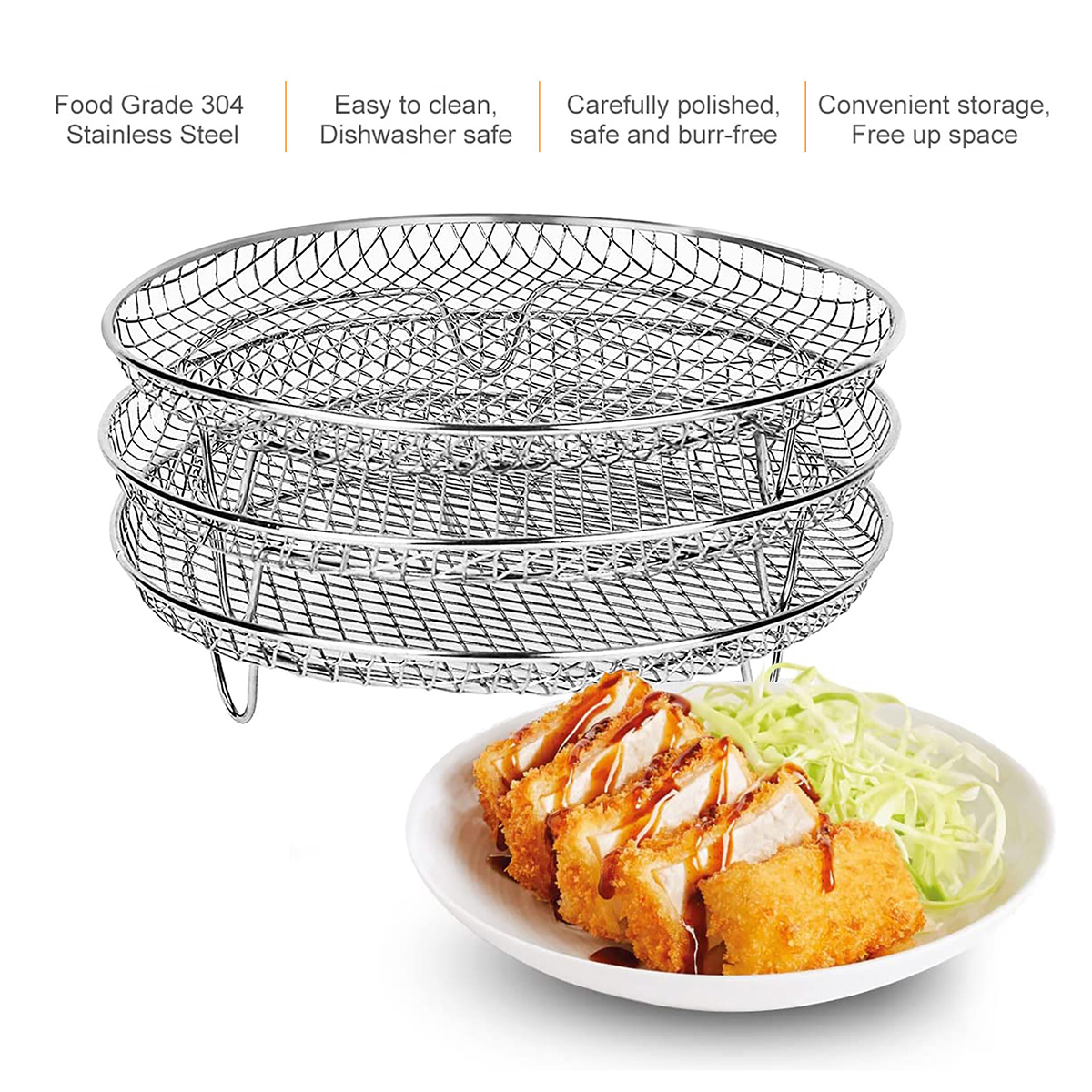 Air Fryer Three Stackable Dehydrator Racks 304 Stainless Steel Air Fryer teOIW