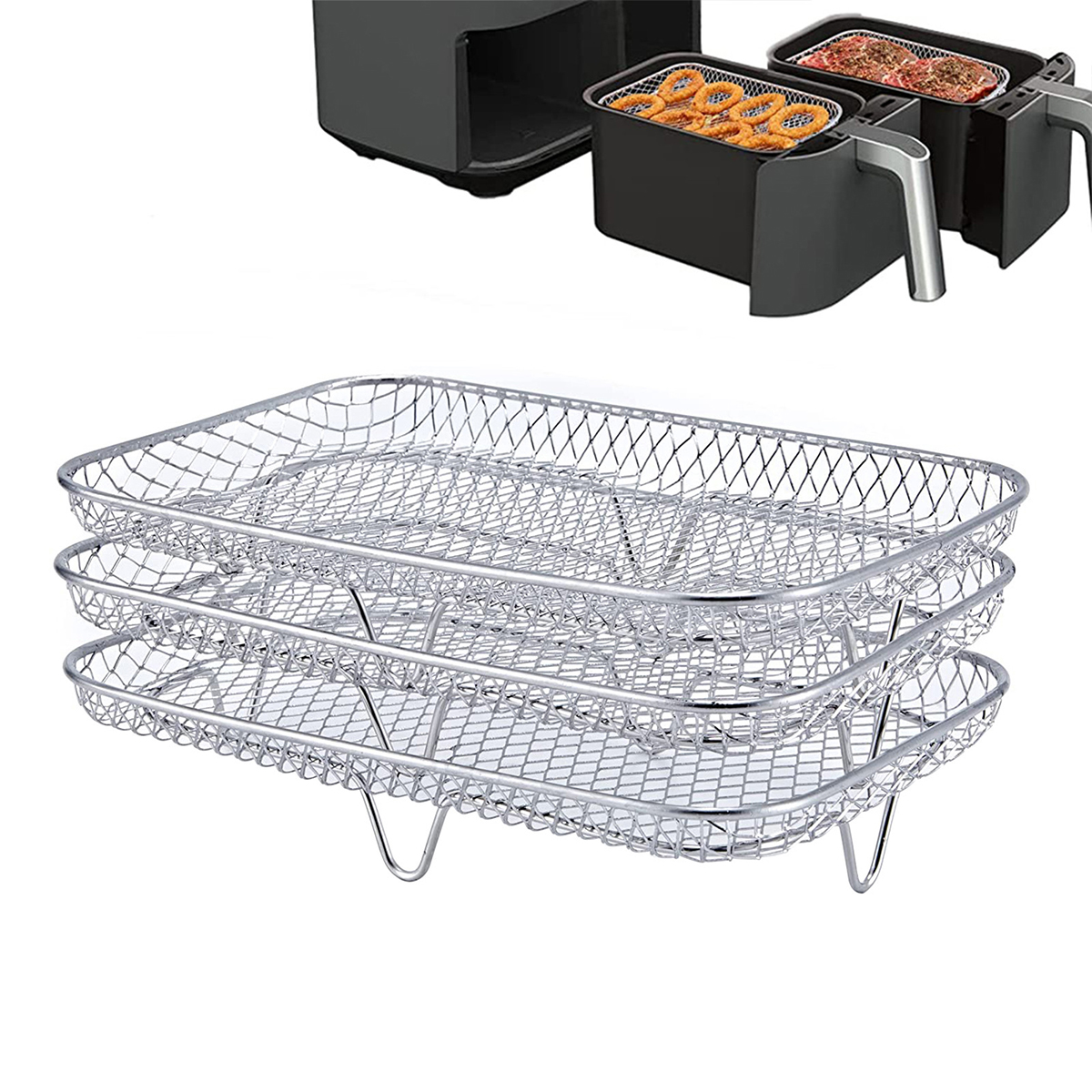 Air Fryer Three Stackable Dehydrator Racks 304 Stainless Steel Air Fryer teOIW