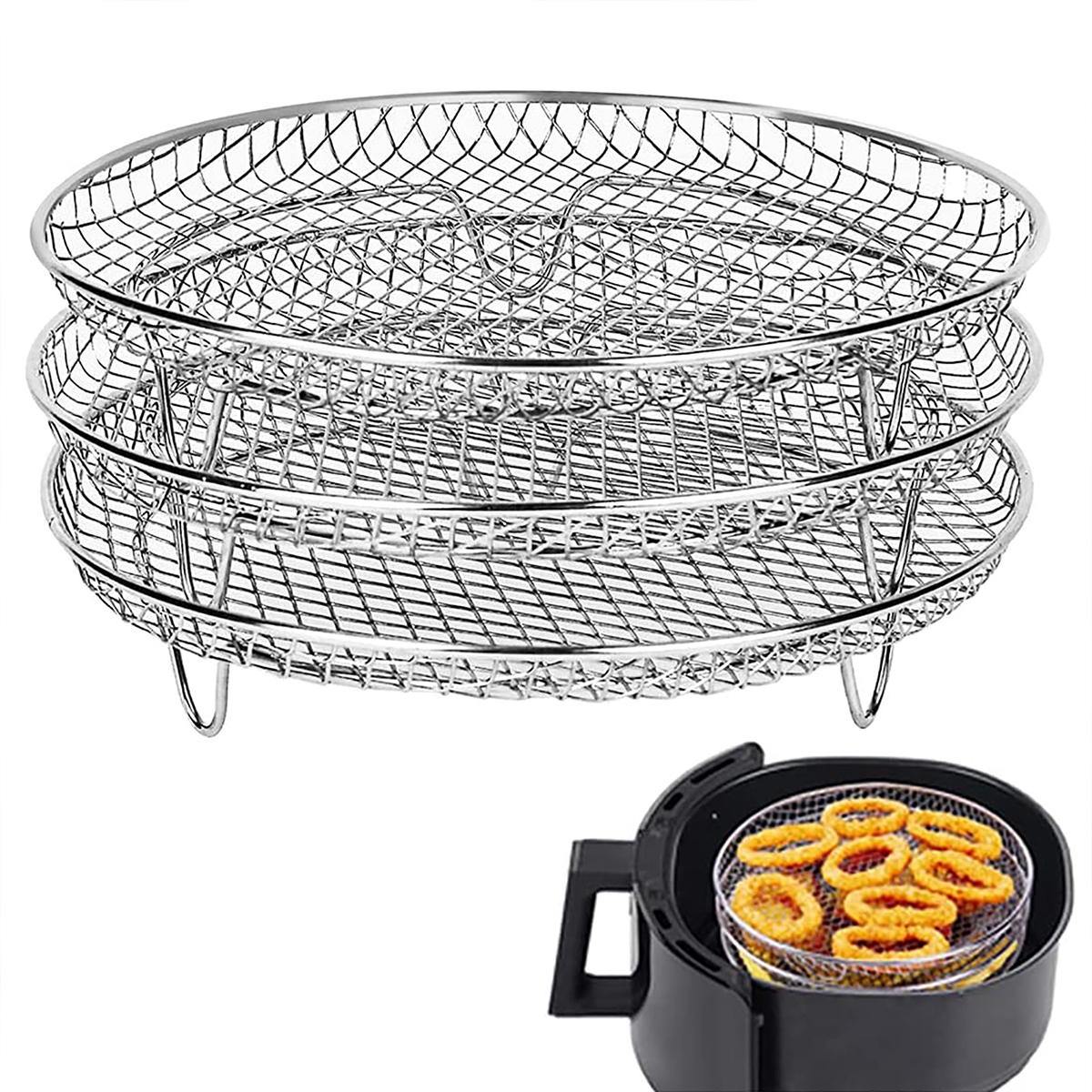 Air Fryer Three Stackable Dehydrator Racks 304 Stainless Steel Air Fryer teOIW