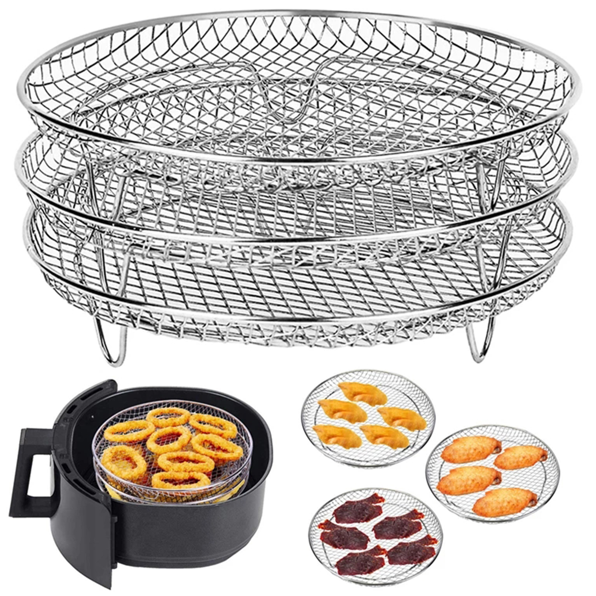 Air Fryer Three Stackable Dehydrator Racks 304 Stainless Steel Air Fryer teOIW