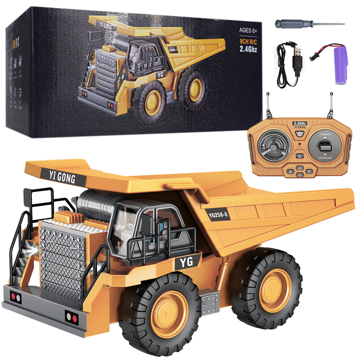 RC Dump Truck Toy 1/24 Scales 9Channel High Simulation