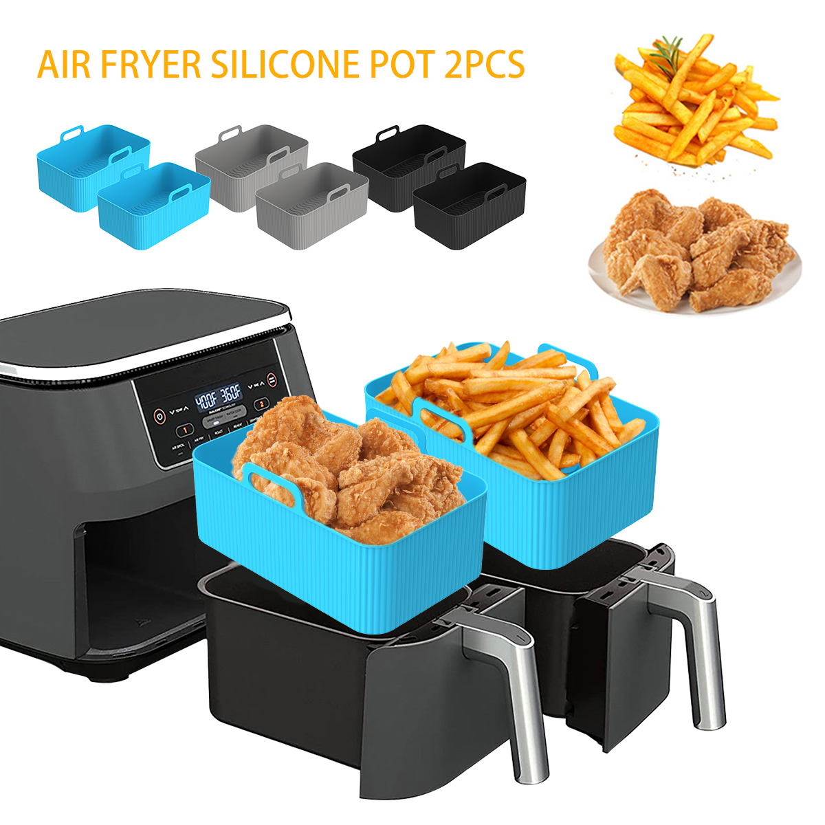 2 Pcs Silicone Air Fryer Liners for Ninja Foodi DZ201 DZ401 6-in-1